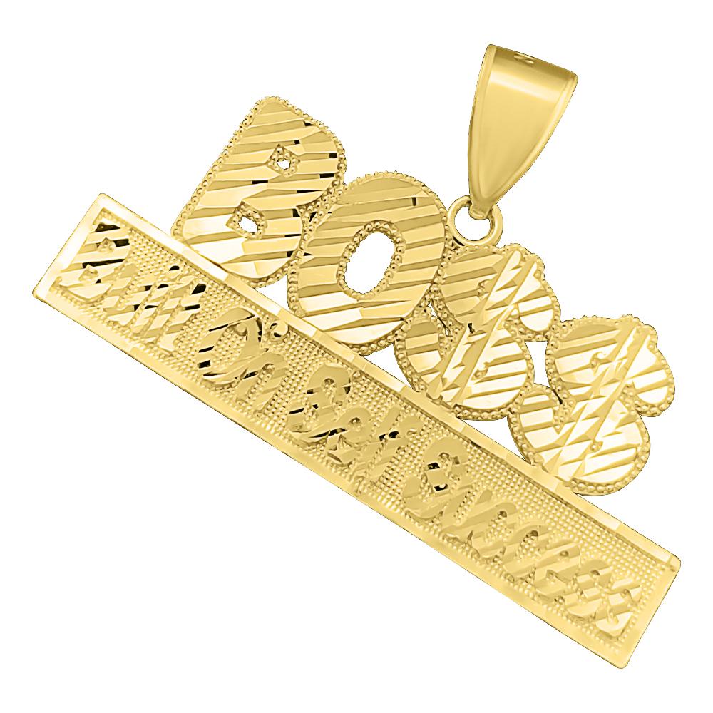 BOSS Built On Self Success DC 10K Yellow Gold Pendant HipHopBling