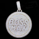Boss Man Circle VVS CZ Hip Hop Bling Iced Out Pendant Yellow Gold HipHopBling