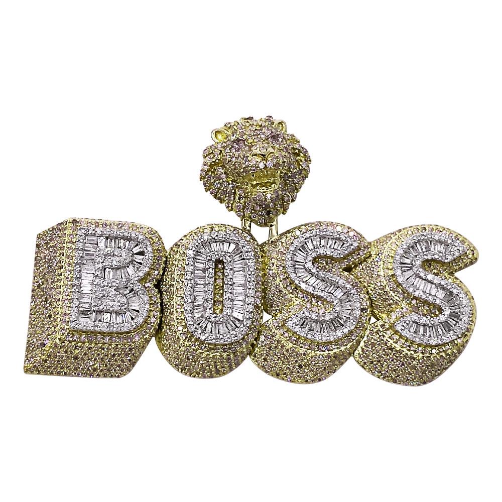 BOSS Shadow Baguette Diamond Pendant 3.50cttw 10K Yellow Gold HipHopBling