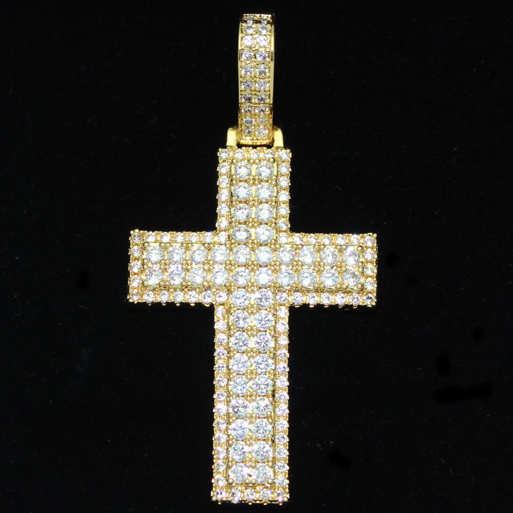 Box Cross Hip Hop Bling Bling Pendant Yellow Gold HipHopBling