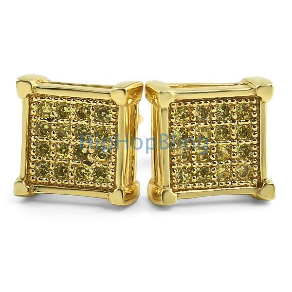 Box CZ Hip Hop Lemonade Iced Out Earrings HipHopBling