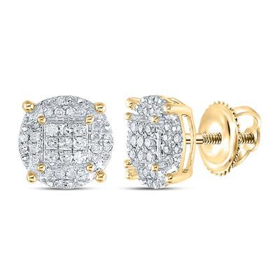 Box in Circle .25cttw Diamond Earrings Gold .925 Sterling Silver HipHopBling