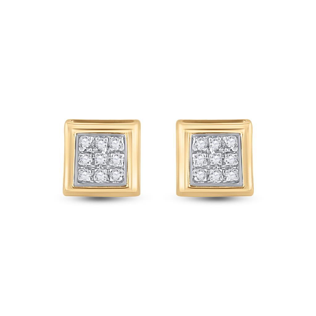 Box Micro Pave Diamond Earrings 10K Gold HipHopBling