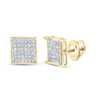 Box Micro Pave Diamond Earrings 10K Gold L 8MM .25 Carats 10K Yellow Gold HipHopBling