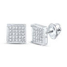 Box Micro Pave Diamond Earrings 10K Gold M 7MM .15 Carats 10K White Gold HipHopBling