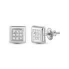 Box Micro Pave Diamond Earrings 10K Gold XS 5MM .05 Carats 10K White Gold HipHopBling