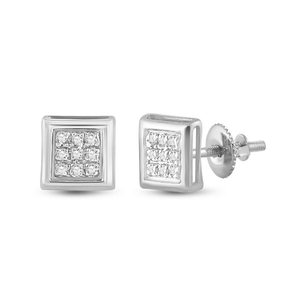 Box Micro Pave Diamond Earrings 10K Gold XS 5MM .05 Carats 10K White Gold HipHopBling