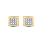 Box Micro Pave Diamond Earrings 10K Gold XS 5MM .05 Carats 10K Yellow Gold HipHopBling