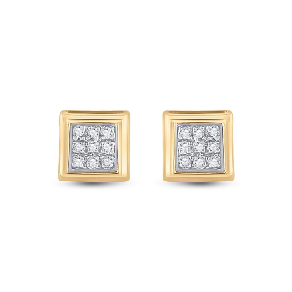 Box Micro Pave Diamond Earrings 10K Gold XS 5MM .05 Carats 10K Yellow Gold HipHopBling