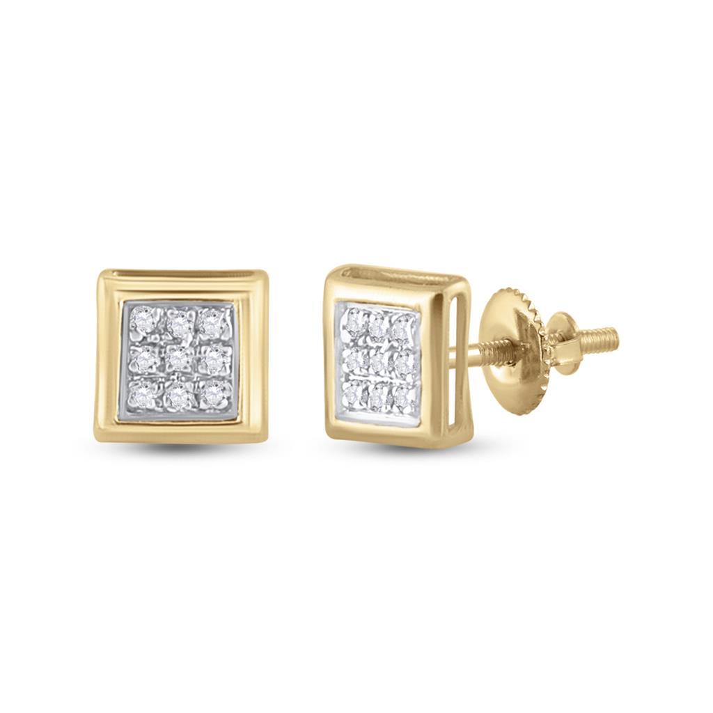 Box Micro Pave Diamond Earrings 10K Gold XS 5MM .05 Carats 10K Yellow Gold HipHopBling