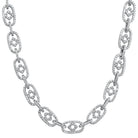 Box Oval Link CZ Hip Hop Iced Out Chain White Gold 18" HipHopBling