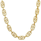 Box Oval Link CZ Hip Hop Iced Out Chain Yellow Gold 18" HipHopBling