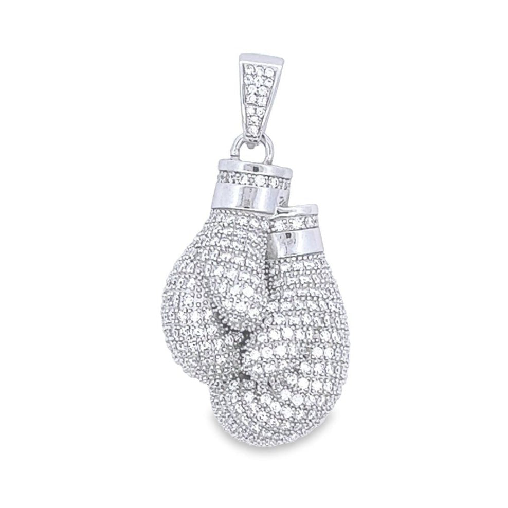 Boxing Gloves Iced Out VVS Moissanite Pendant .925 Sterling Silver HipHopBling