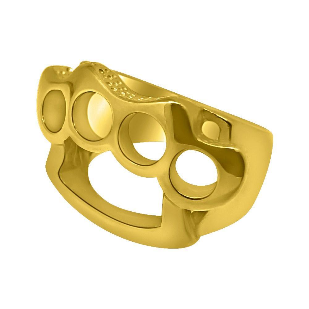 Brass Knuckles Design Gold Ring Stainless Steel 11 HipHopBling