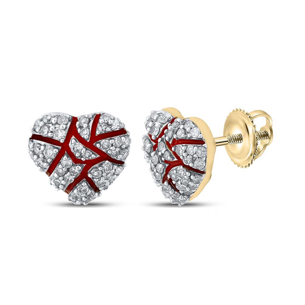 Broken Heart Micro Pave Diamond Earrings .50cttw 10K Yellow Gold HipHopBling