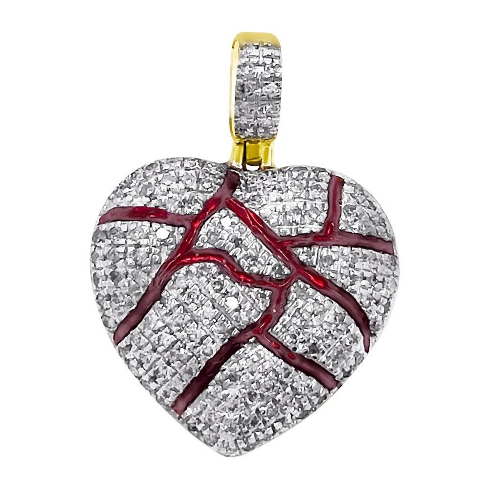 Broken Heart Mini Diamond Pendant .37cttw 10K Yellow Gold HipHopBling