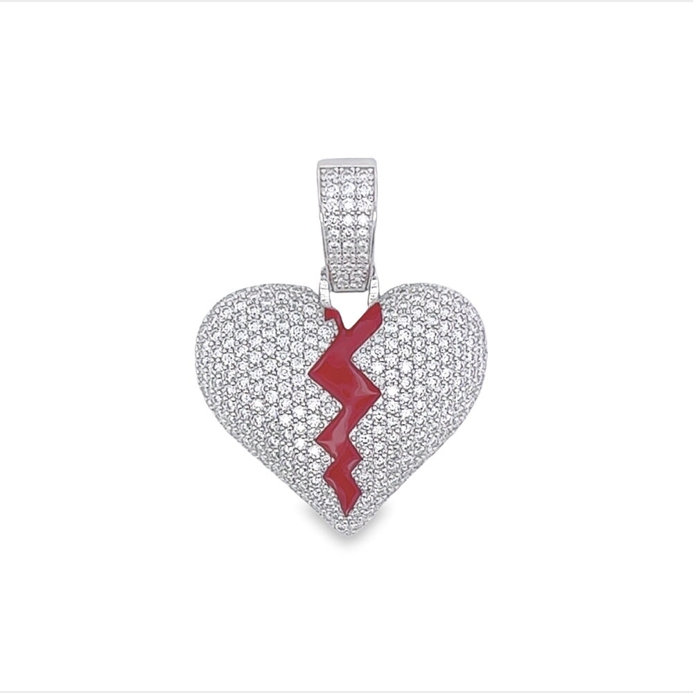 Broken Heart VVS Moissanite Pendant .925 Sterling Silver HipHopBling