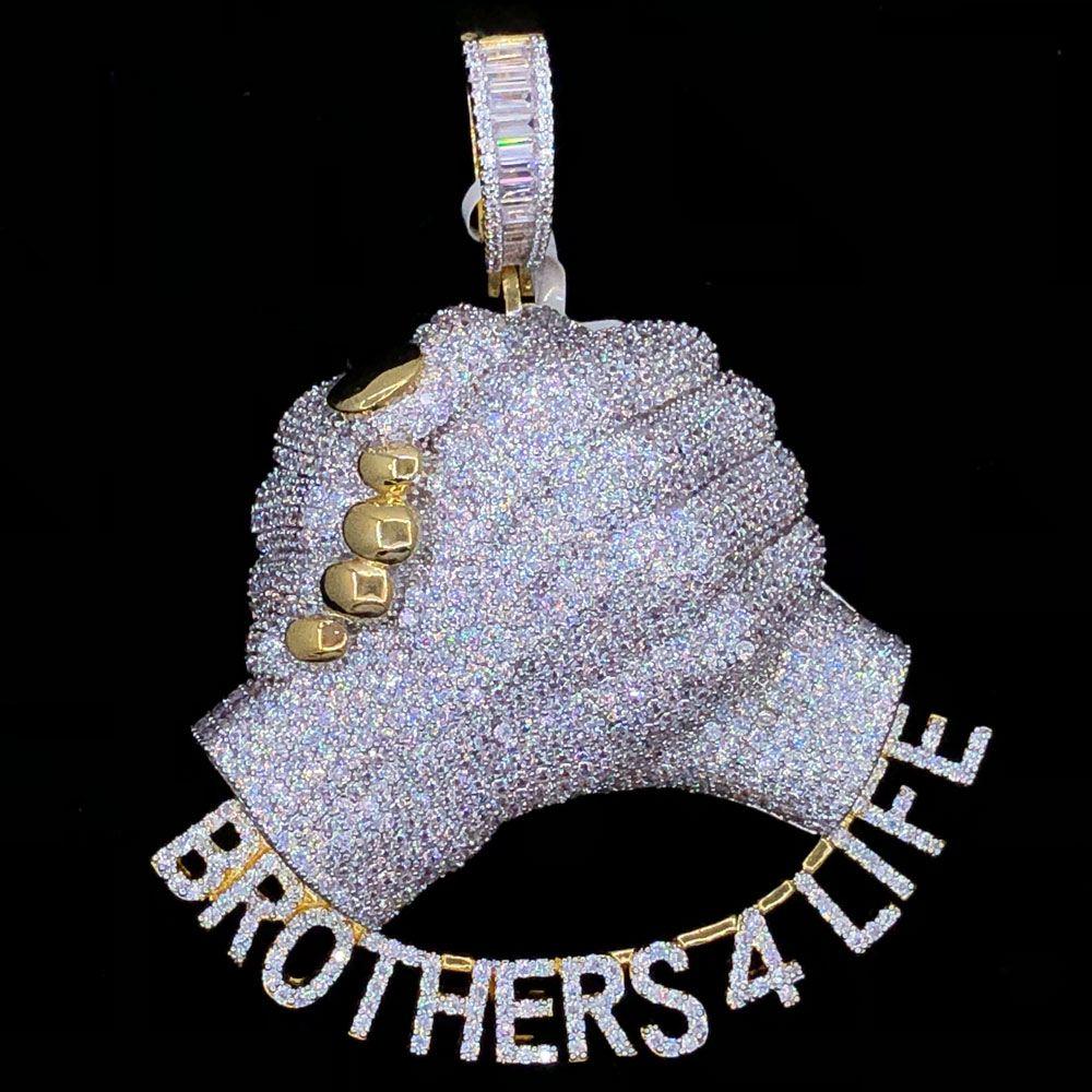 Brothers 4 Life VVS CZ Hip Hop Bling Bling Pendant Yellow Gold HipHopBling