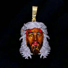 Brown Jesus Piece VVS CZ Hip Hop Bling Bling Pendant Yellow Gold HipHopBling