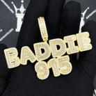 Bubble Baguette Letter Iced Out Name Custom Pendant Brass Yellow Gold 2 HipHopBling