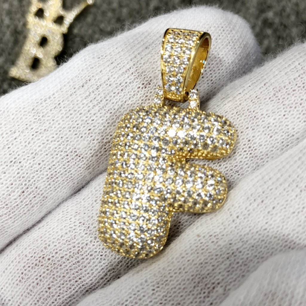 Bubble Initial Letters - .925 Sterling Silver - 18K Gold A HipHopBling