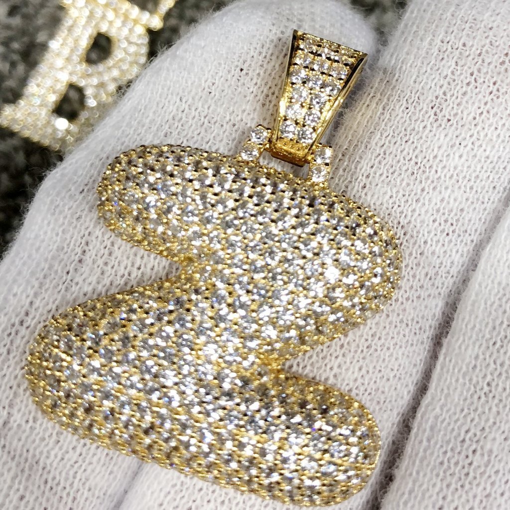 Bubble Initial Letters - .925 Sterling Silver - 18K Gold A HipHopBling