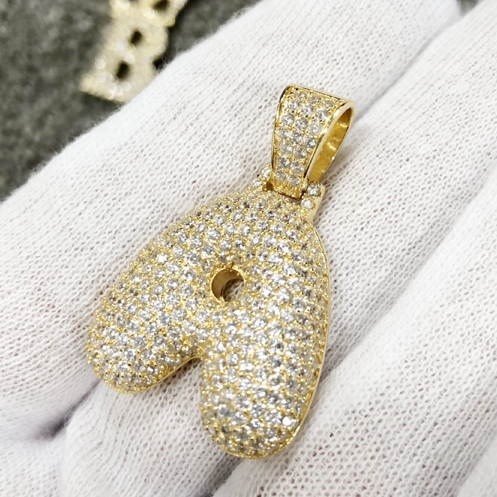 Bubble Initial Letters - .925 Sterling Silver - 18K Gold A HipHopBling