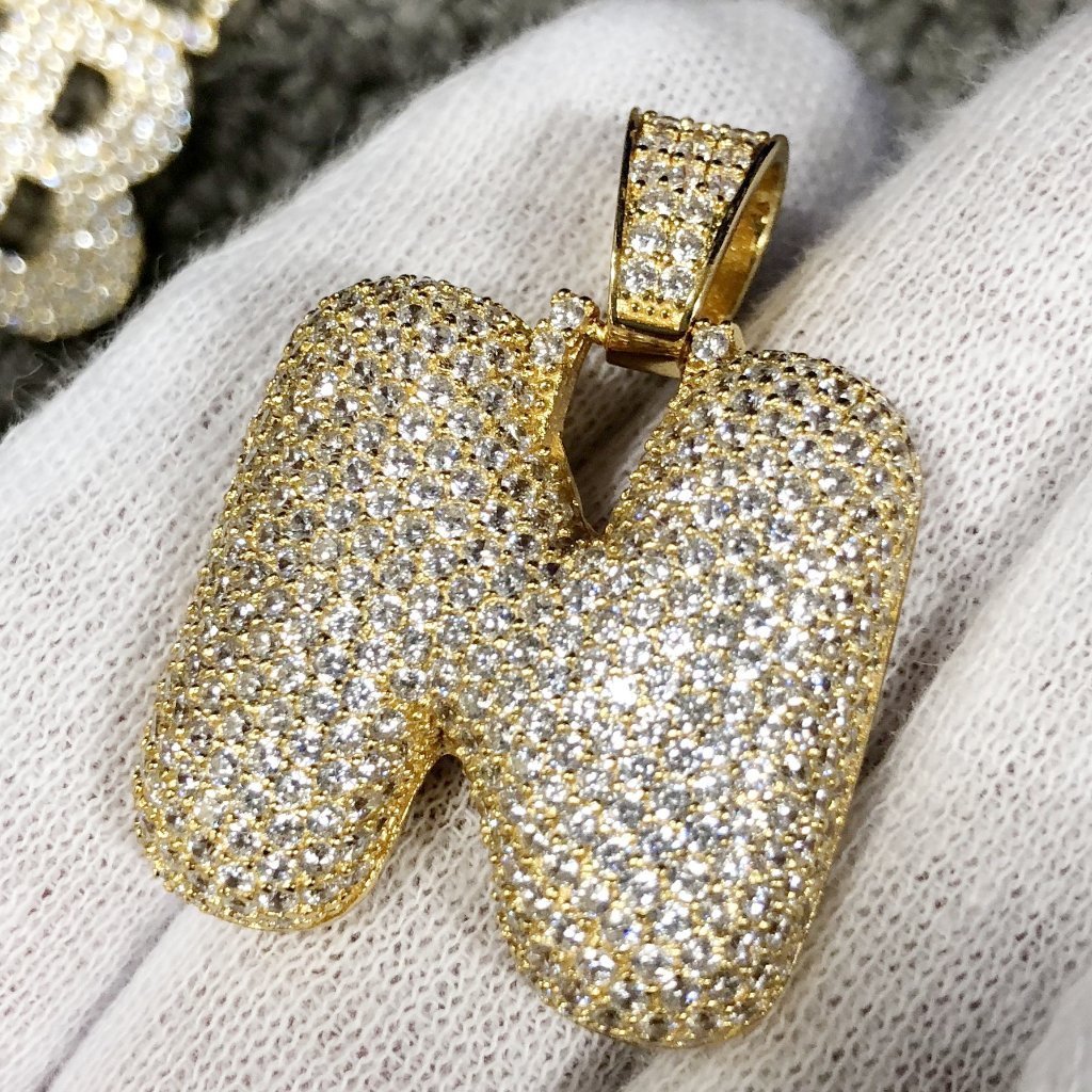 Bubble Initial Letters - .925 Sterling Silver - 18K Gold A HipHopBling