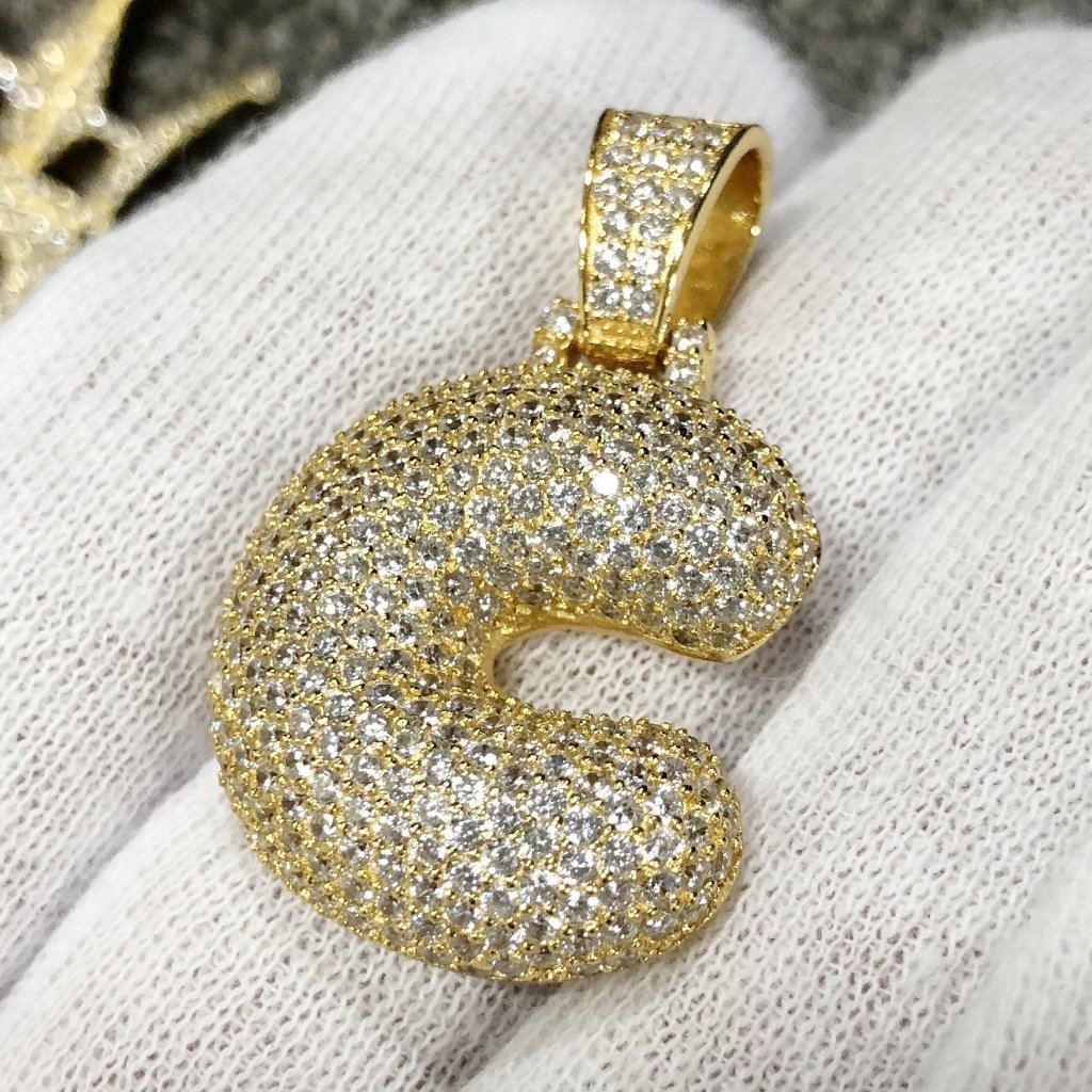 Bubble Initial Letters - .925 Sterling Silver - 18K Gold A HipHopBling