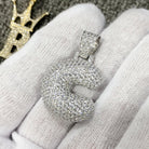 Bubble Initial Letters - .925 Sterling Silver - Rhodium C HipHopBling