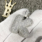 Bubble Initial Letters - .925 Sterling Silver - Rhodium K HipHopBling