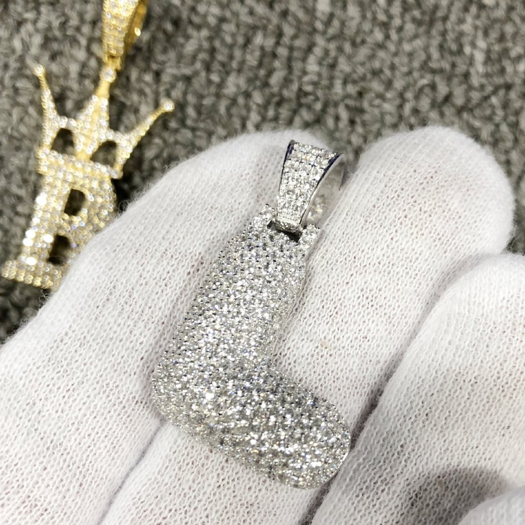 Bubble Initial Letters - .925 Sterling Silver - Rhodium L HipHopBling