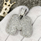 Bubble Initial Letters - .925 Sterling Silver - Rhodium M HipHopBling