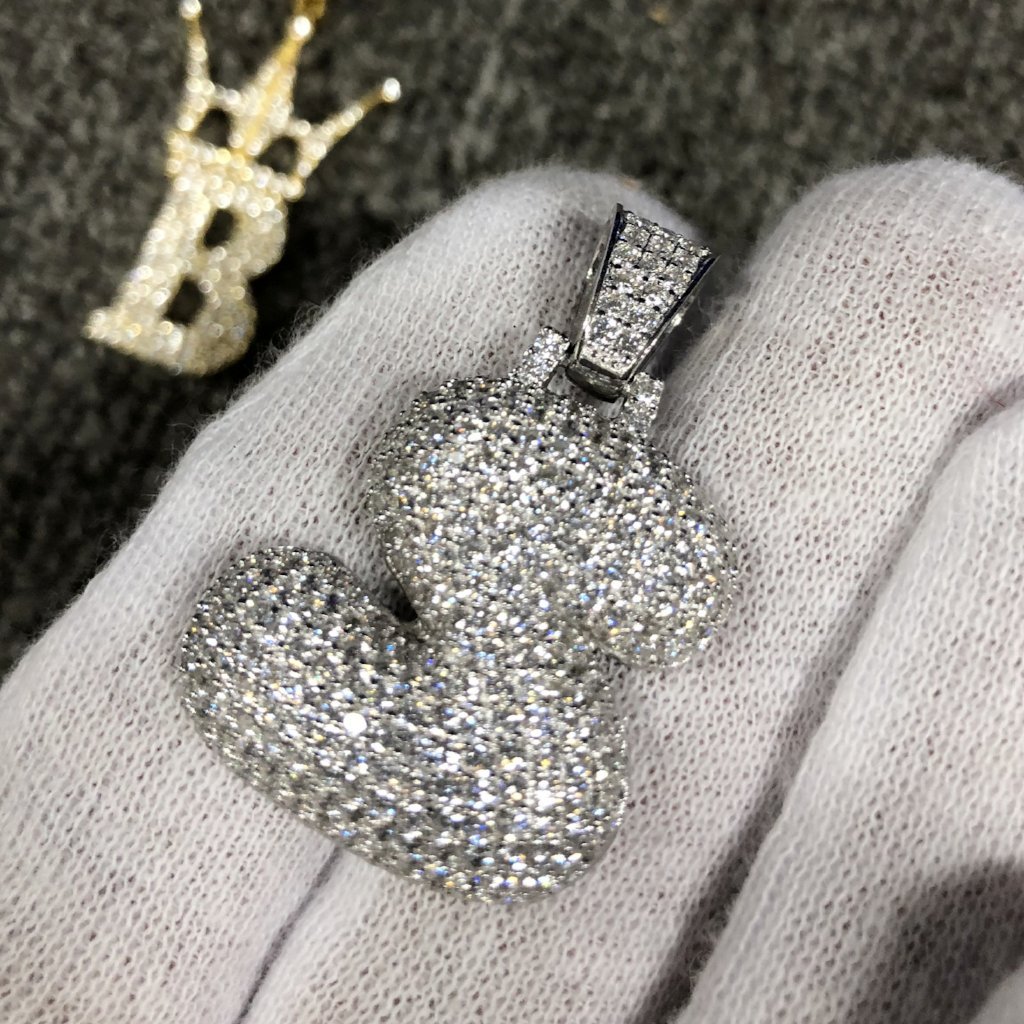 Bubble Initial Letters - .925 Sterling Silver - Rhodium S HipHopBling