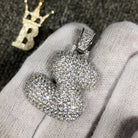 Bubble Initial Letters - .925 Sterling Silver - Rhodium S HipHopBling