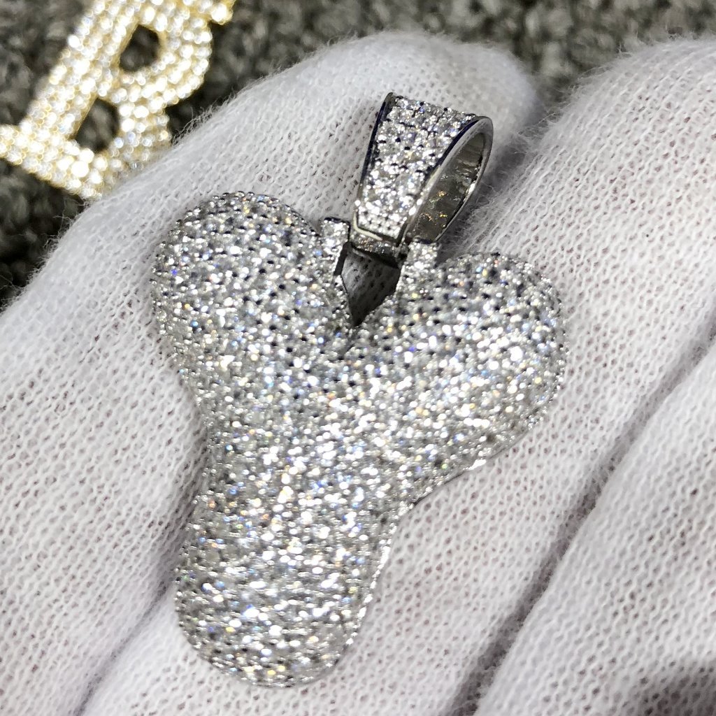 Bubble Initial Letters - .925 Sterling Silver - Rhodium Y HipHopBling