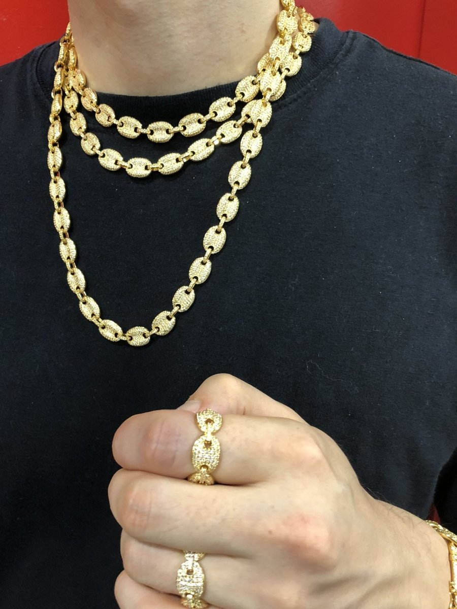 Bubble Link Mariner Bling Bling Gold CZ Chain Yellow Gold 18" HipHopBling