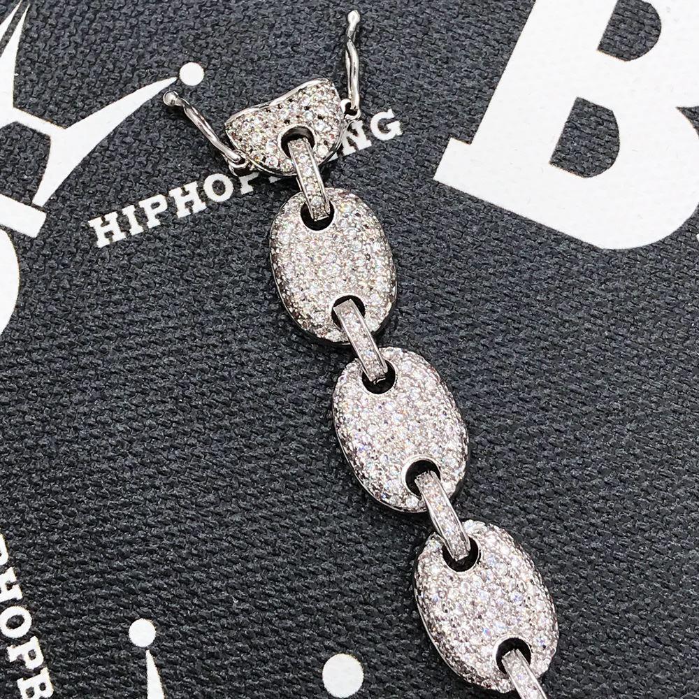 Bubble Mariner Link Iced Out Hip Hop Bracelet White Gold 8" HipHopBling