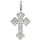 Budded Cross Baguette VVS CZ Hip Hop Iced Out Pendant White Gold HipHopBling