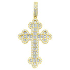 Budded Cross Baguette VVS CZ Hip Hop Iced Out Pendant Yellow Gold HipHopBling