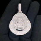 Buddha Baguette Iced Out Hip Hop Pendant White Gold HipHopBling
