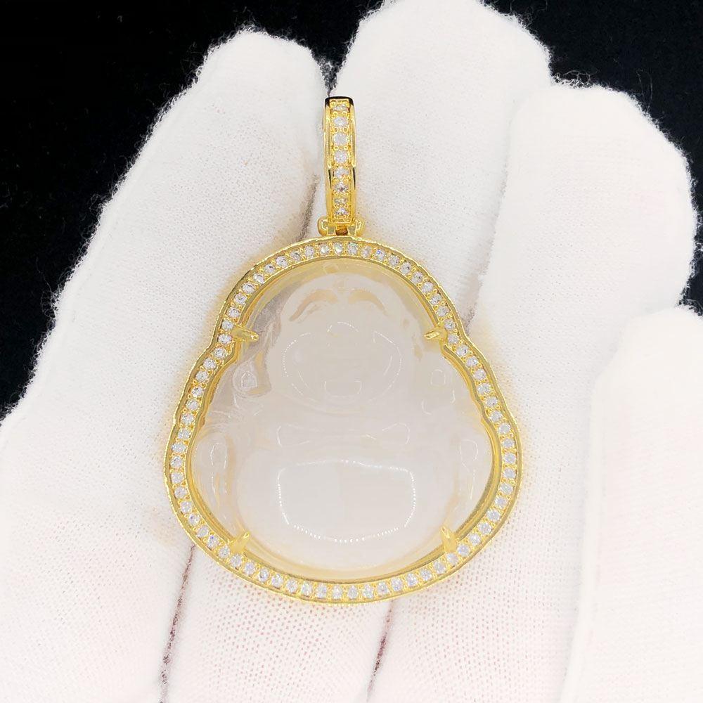 Buddha Color Stone Iced Out Hip Hop Pendant Clear HipHopBling