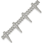 Bullet Cuban Link Iced Out Hip Hop Bracelet White Gold 7" HipHopBling