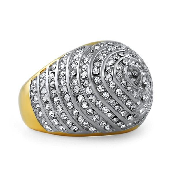 Bullseye Gold Stainless Steel Bling Ring 7 HipHopBling