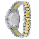 Bustdown Big CZ Bezel Date & Day Bling Bling Watch 2 - Tone Yellow/White HipHopBling