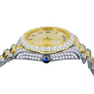 Bustdown Big CZ Bezel Date & Day Bling Bling Watch 2 - Tone Yellow/White HipHopBling