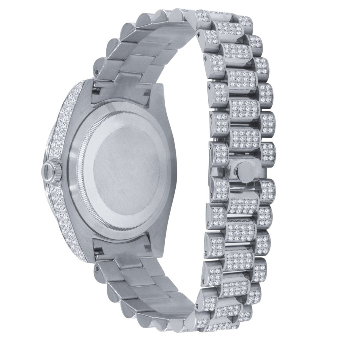 Bustdown Big CZ Bezel Date & Day Bling Bling Watch Yellow Gold HipHopBling