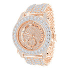 Bustdown Triple Bezel Chunky Band CZ Iced Out Watch Rose Gold HipHopBling
