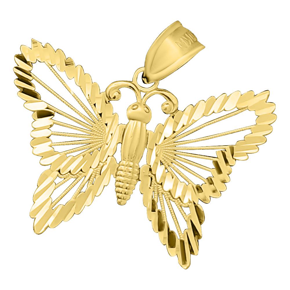 Butterfly DC 10K Yellow Gold Pendant HipHopBling