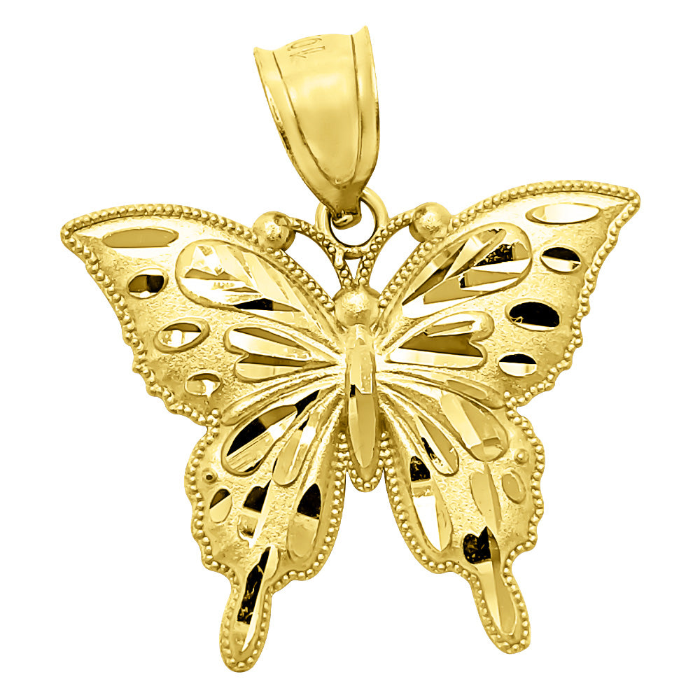 Butterfly DC 10K Yellow Gold Pendant HipHopBling